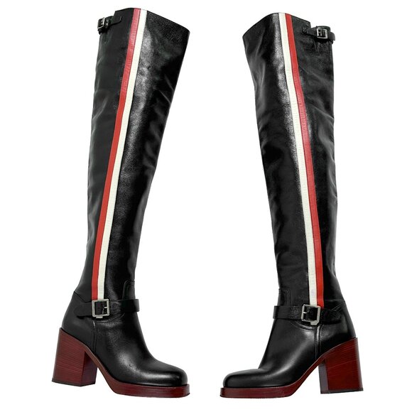 Dior Diorider Over‑the‑Knee Black Leather Riding Boots Size 38/ US 7.5 - 8 - Picture 2 of 11